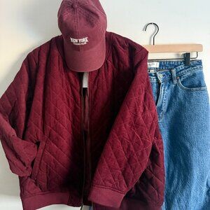 Classic Quilted Zip Up Bomber Jacket